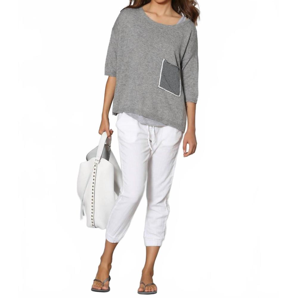 NEW LABEL+THREAD women's luxe pocket top in grey